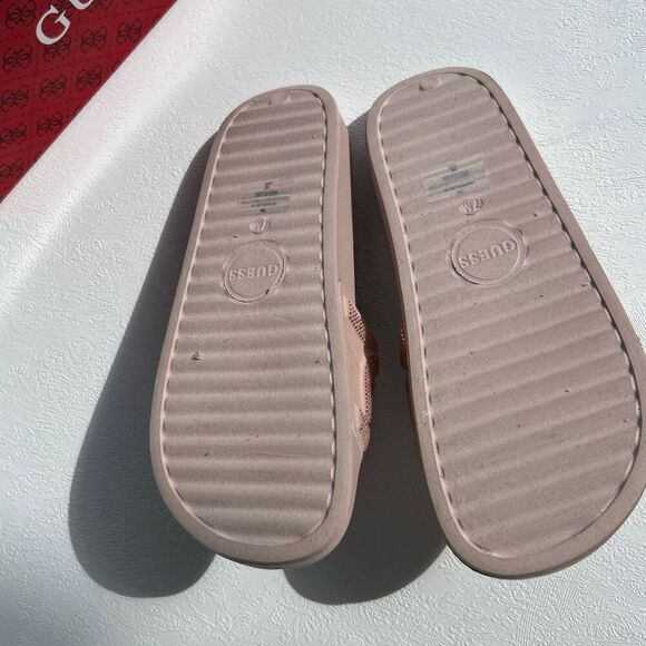 Guess Light Pink Rhinestone Logo Slides Sandals Size 7M with Box - Picture 4 of 6